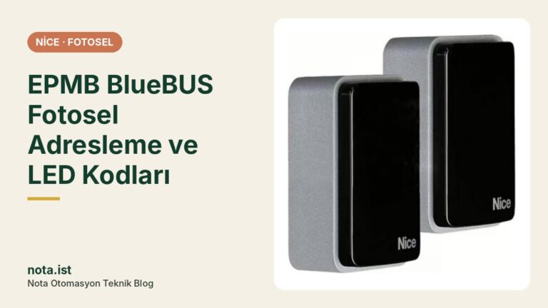 Nice EPMB BlueBUS Fotosel Adresleme: Köprü (Jumper) Ayarları ve LED Kodları